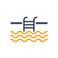 Swimming pool icon embodies summer vacations, relaxation and leisure, making it ideal for travel designs and summer projects vector