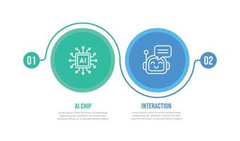Modern infographic featuring AI chip and interaction icons, ideal for technology and artificial intelligence themes. Clean, and visually appealing for presentations and educational materials. vector