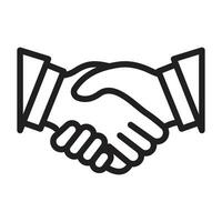 Minimalist outline icon of a handshake symbolizing forgiveness and togetherness. Perfect for Eid Mubarak, Idul Fitri, and Islamic celebration designs and illustrations. vector