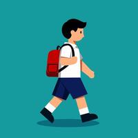 Schoolboy Walking with Backpack vector