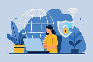 Cybersecurity and Global Internet Connection for Safe Browsing vector