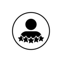 Person rating icon on circle line. Worker reputation with five star sign symbol vector