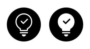 Insight, tip button icon. Light bulb with check mark symbol vector