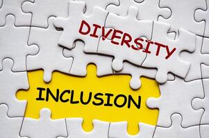 Diversity and Inclusion text on jigsaw puzzle. D and I concept photo