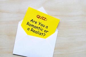 A quiz relating to are you a romantic or a realist. photo