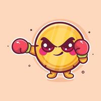 funny money coin character mascot playing boxing sport isolated cartoon vector