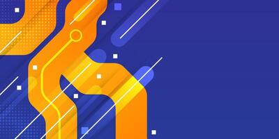 Abstract Geometric Background Design with Orange Dynamic Lines on Blue Background vector