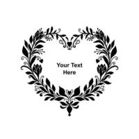 Decorative heart-shaped floral wreath with black leaves and hearts for artistic design vector