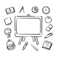 Doodle elements set with a back to school theme on a white background vector
