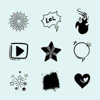 Nine modern and contemporary design elements isolated on a light blue background vector