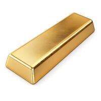 Realistic Gold Bar Isolated on White Background photo
