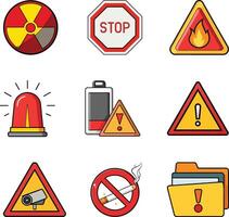 Set of Warning and Caution Icons vector