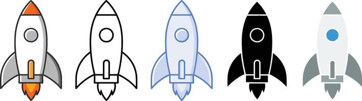 Rocket Icon Set with Different Styles vector