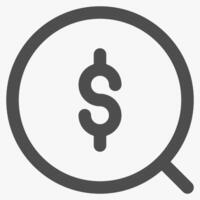 dollar and magnifying, magnifying glass symbol and tools vector