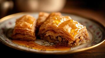 A plate with some baklava on it photo