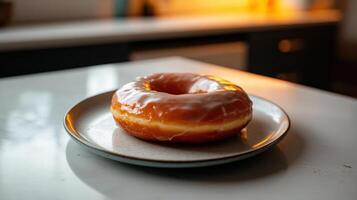 A donut on a plate photo