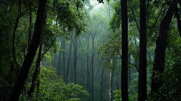 A forest with trees and green foliage photo