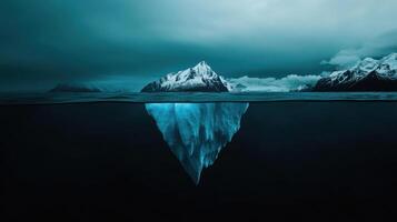 stunning iceberg partially submerged in dark water, showcasing its majestic form photo