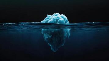 stunning iceberg floating in dark water, showcasing its unique shape and texture photo