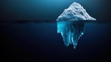 majestic iceberg floating in dark waters, showcasing its stunning blue hues photo