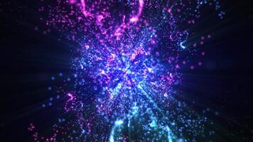 Abstract fast flying particles of dust and light. Magic background of bright glowing particles video