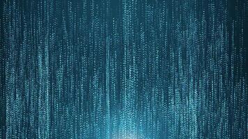 Abstract digital background with glowing neon particles flying upward. movement of a stream of glowing bright lines of particles. connection visualization. Seamless loop video