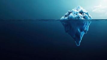 majestic iceberg floating in calm water, showcasing its stunning blue hues photo