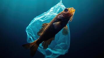 A fish is in a plastic bag photo