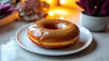 A donut on a plate photo