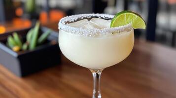 A margarita with a lime slice on top photo
