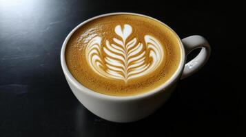 A latte art in a cup of coffee photo