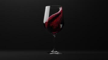 A glass of red wine on a black background photo