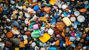 A large pile of plastic garbage photo
