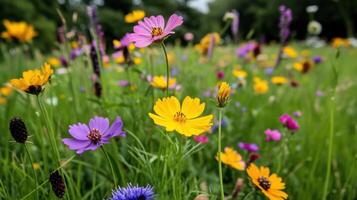 Wild flowers in a field photo