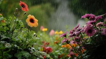 Flowers in the rain wallpaper photo