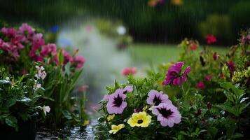 Flowers in the rain wallpaper photo