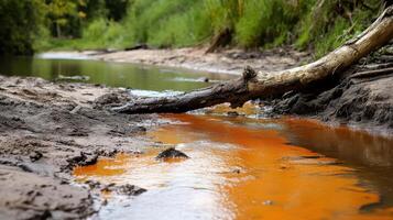 river turning brown and toxic, highlighting environmental issues photo