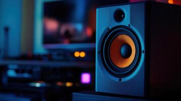 High quality speaker with vibrant sound in modern setting photo