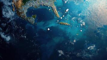 Massive ocean pollution visible from satellite image photo