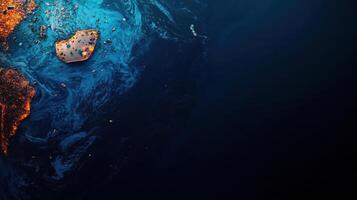 Massive ocean pollution zone with debris and dark waters photo