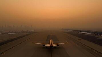 A plane on the runway photo