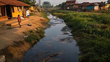 small village with contaminated water and poor living conditions photo