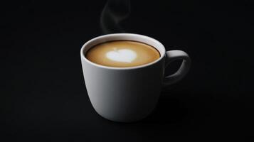 steaming flat white with heart shaped foam photo