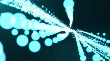 Abstract particles shapes on a blue background. Bright wavy energy lines. High information technologies. abstract background science fiction theme video