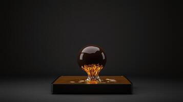 surreal floating dessert with chocolate sphere photo