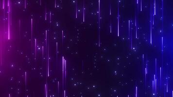 Abstract colorful background with bright neon rays and glowing lines. blue and pink neon lines or light stripes go up and down. Seamless looping video