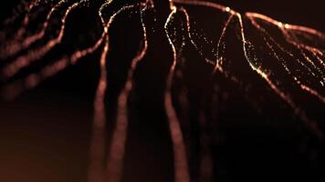 Movement of abstract orange digital waves and golden energy particles. technology background. 4k . Screensaver animation video
