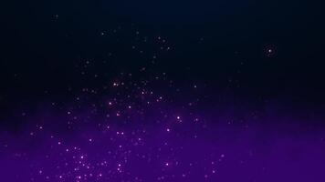 Dark purple abstract background with particles and points of light creating beautiful bokeh and colored smoke. Seamless looping 4k . video