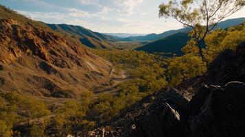 A view of the mountains and valley from a high point photo