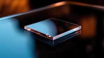 unique transparent business card on reflective surface photo